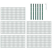 10m Doppelstabmattenzaun-Set 6-5-6 grün, Höhe 1m