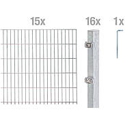 30m Doppelstabmattenzaun-Set 6-5-6 fvz, Höhe 1,60m