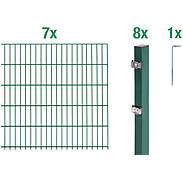 14m Doppelstabmattenzaun-Set 6-5-6 grün Höhe 1,20m