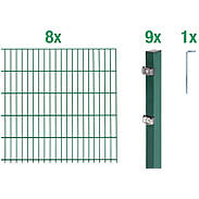 16m Doppelstabmattenzaun-Set 6-5-6 grün Höhe 1,40m