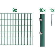 18m Doppelstabmattenzaun-Set 6-5-6 grün Höhe 1,40m