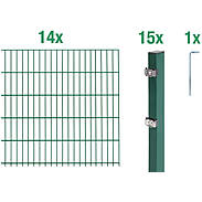 28m Doppelstabmattenzaun-Set 6-5-6 grün Höhe 1,20m