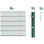 20m Doppelstabmattenzaun Set 8/6/8 grün Hx203cm