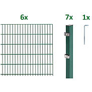 15m Doppelstabmattenzaun Set 8/6/8 grün Hx243cm